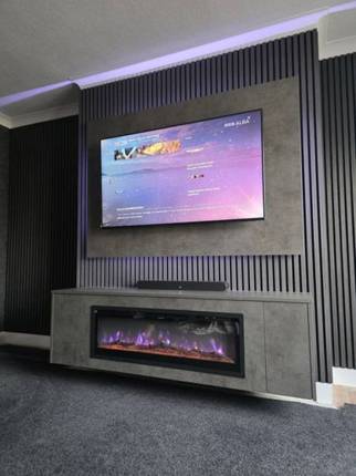 Dark Grey Chicago Concrete media wall installation in Dumfries, Scotland by MPS Media Walls