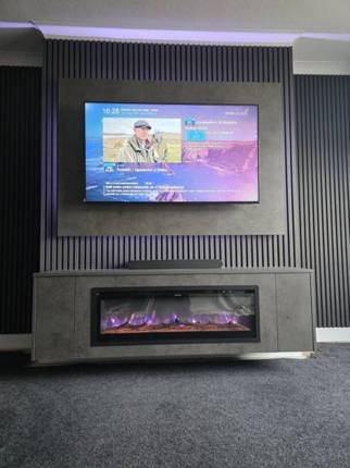 Dark Grey Chicago Concrete media wall installation in Dumfries, Scotland by MPS Media Walls