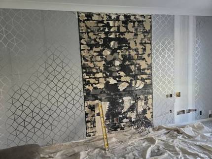 Light Grey Candela Marble media wall installation in East Kilbride, Glasgow by MPS Media Walls