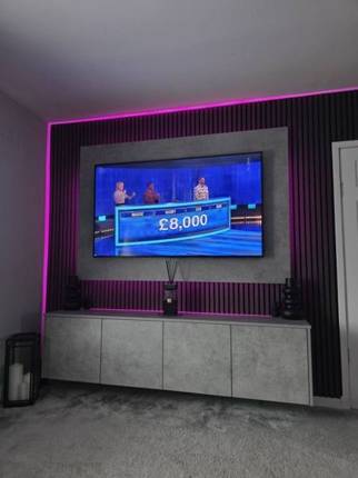Dark Grey Chicago Concrete media wall installation in Irvine, Ayrshire by MPS Media Walls