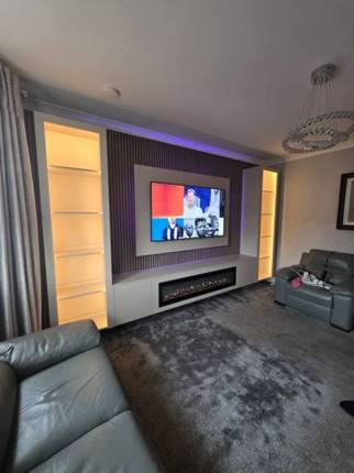 Beige Textile media wall installation in Motherwell, Lanarkshire by MPS Media Walls