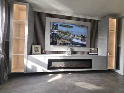 Light Grey Chicago Concrete media wall installation in Motherwell, Lanarkshire by MPS Media Walls